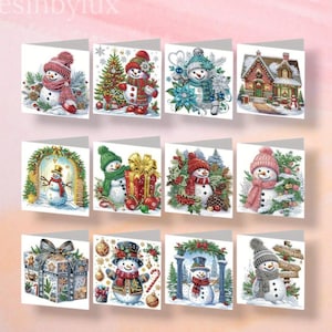 Weihnachtskarte Diamant Malerei | 12 Stück Weihnachtskarten basteln | Diamantstickerei Karten | Herstellung von Weihnachtskarten | Festliches Kartenbasteln