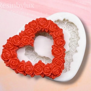 Rose Heart Silicone Mould | Heart Fondant Mould | Valentines Mould | Wedding Cake Mould | Flower Resin Mould | Heart Decor Mould Tool