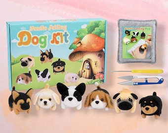 Dog Needle felting Set | Dog Puppy Set Felting Kit | Needle Felting For Beginners | Wool Felting | Crafting Kits | Crafting Gift Sets |