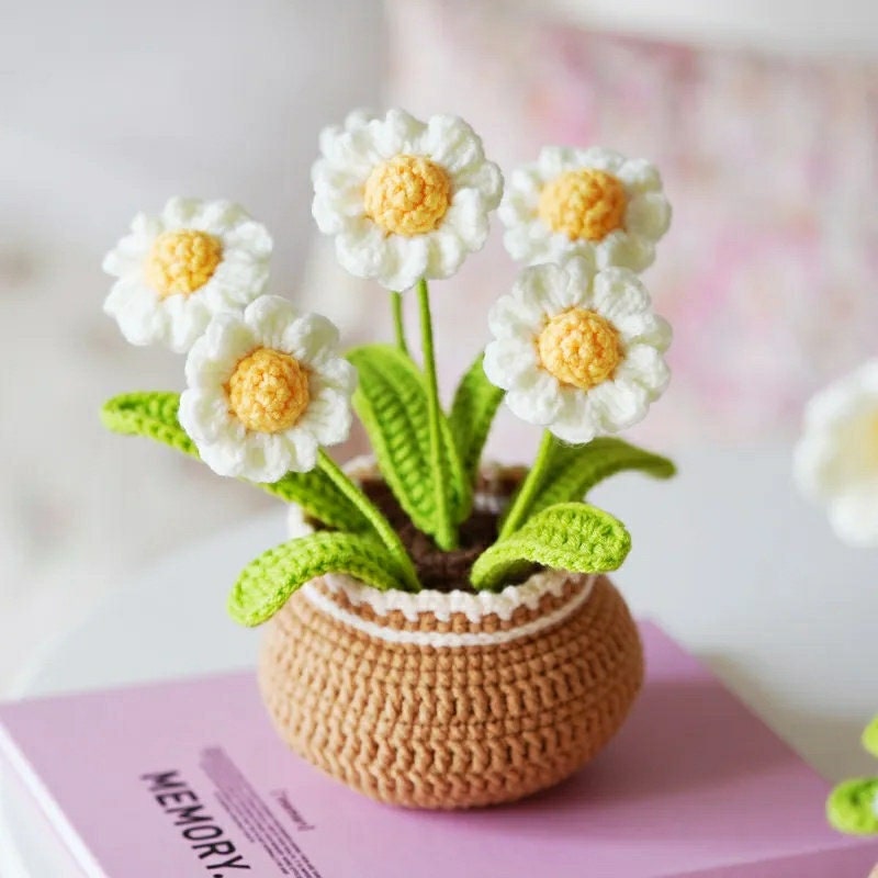 lavifer Wobbles Crochet Flowers Kit Wobbles Crochet Flowers Kit, Crochet  Kit for Beginners, Crochet Fake Potted Plants (Color : Daisy)