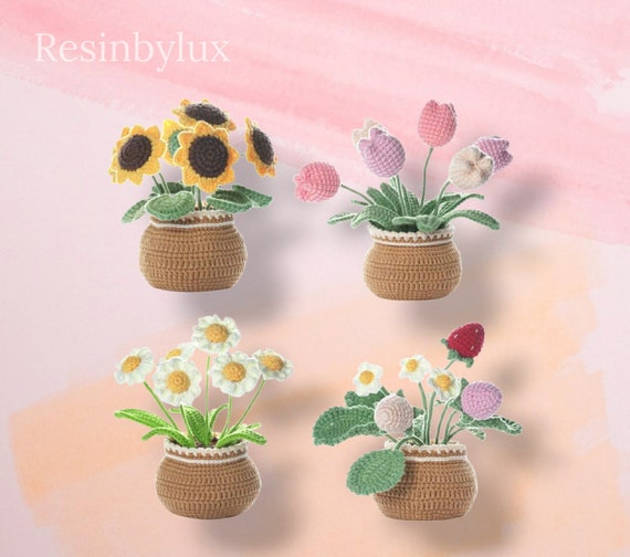 Flower Crochet Kit Plant Pot Love Crochet Kit Strawberry Crochet Kit Daisy  Crochet Kit Crochet Tulip Kit Crochet Sunflower Kit 