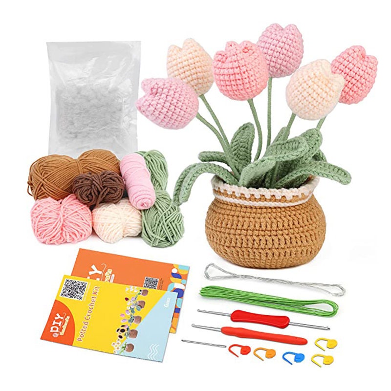 Flower Crochet Kit Plant Pot Love Crochet Kit Strawberry Crochet Kit Daisy  Crochet Kit Crochet Tulip Kit Crochet Sunflower Kit 