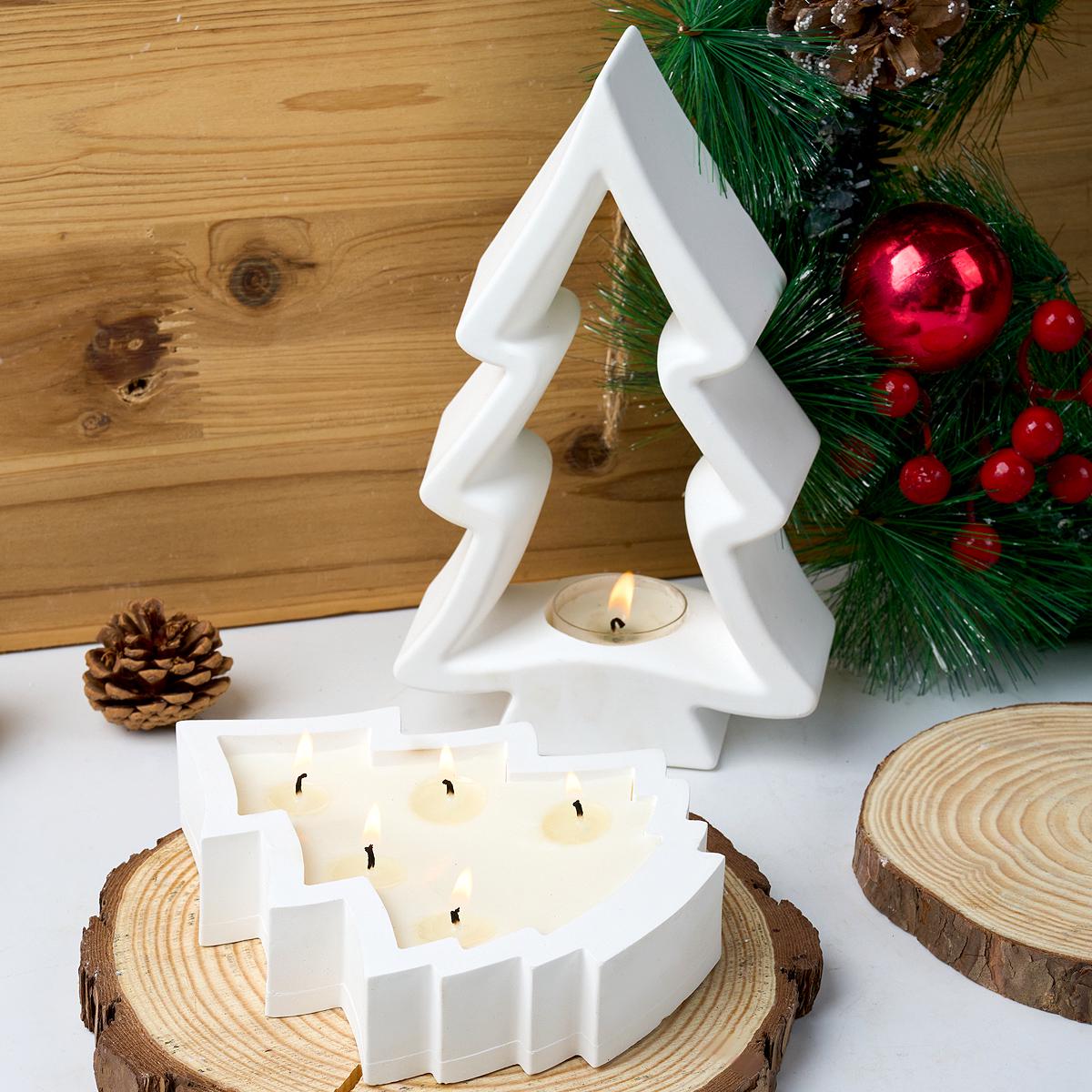 Materiale Atossico Resistente Calore Stampo In Silicone Per Candele, Albero Di Natale, Forma Di Candela, Stampo In Silicone, Per Natale, Portacandele In Silicone Stampo Per Candele A Bastoncino