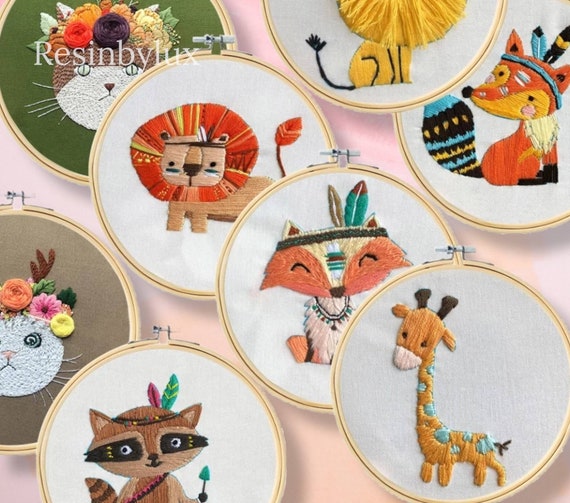 Animals Embroidery Kit Craft Sewing Stitching Kit Cat Embroidery