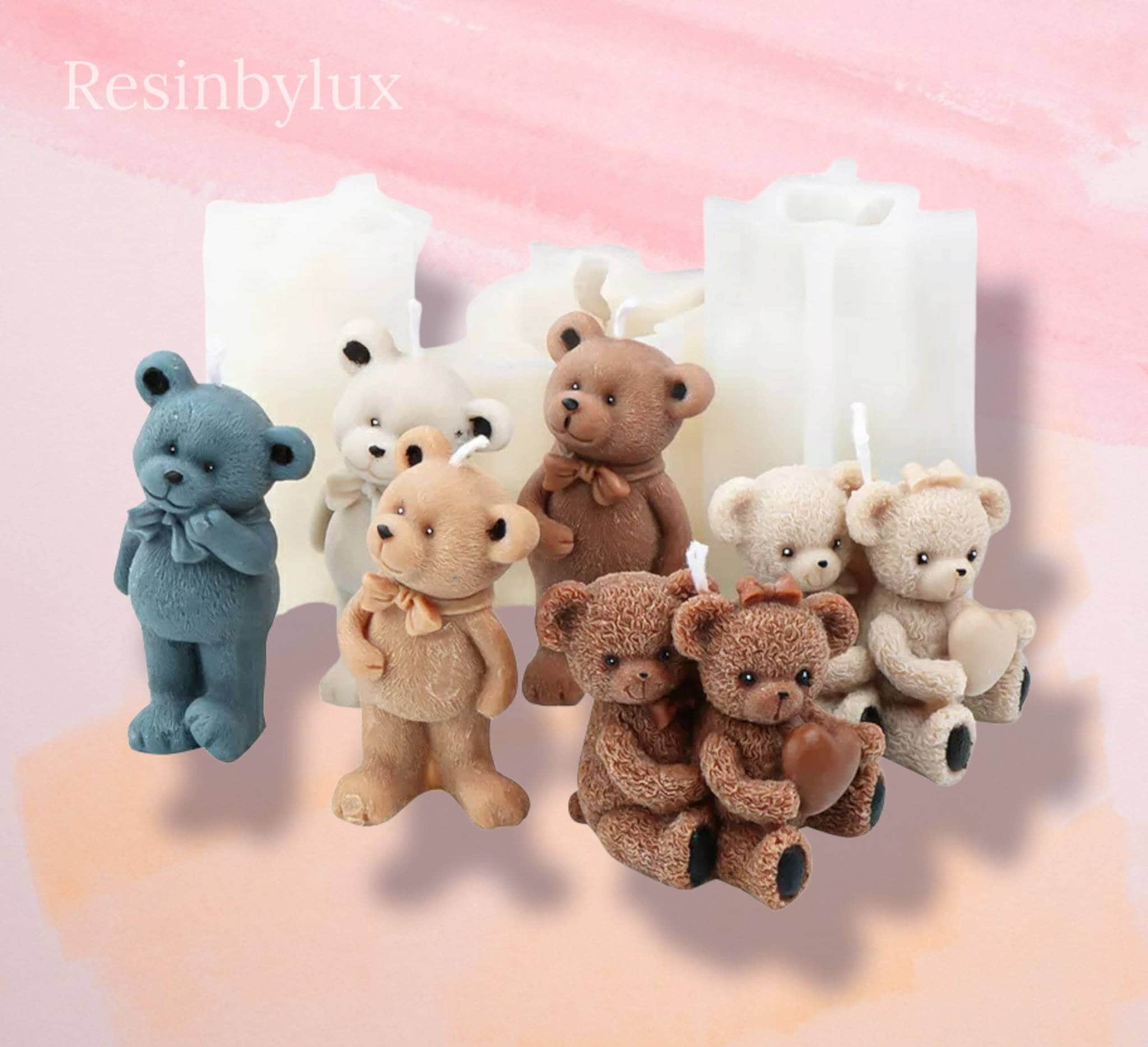 LIANXUE Durable Silicone Mold for Cute Bear Shaped Scented Candle Mold for  Birthday Party Reusable Resin Soap Candle Making Mold