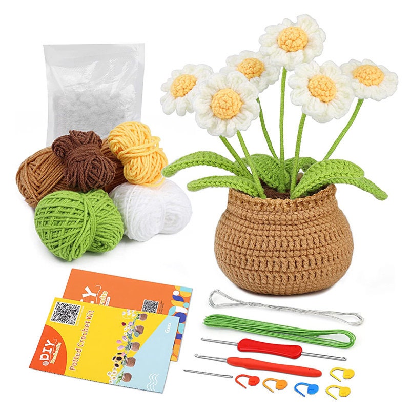 Flower Crochet Kit Plant Pot Love Crochet Kit Strawberry Crochet Kit Daisy  Crochet Kit Crochet Tulip Kit Crochet Sunflower Kit 