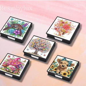 Diamant Malerei Notizkarte Aufbewahrungsbox Leder Schublade | Diamant Aufbewahrungsbox | Diamant Malerei Set | Strass Kristalle Crafting Painting Kit