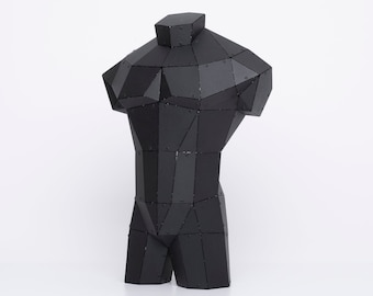 Man Torso Table Statue - 3D Metal Decor - Male Torso Decorative Metal Sculpture - Artwork Home Decor Statue