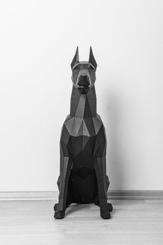 Sitting Doberman Statue - 3D Metal Art Decor - Decorative Sitting Doberman Statue - 3D Metal Art Decor - Decorative