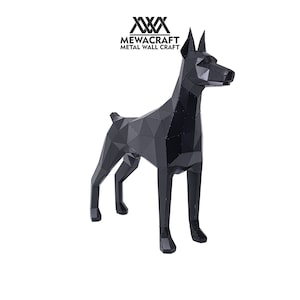 3D Sculpture Art Doberman Statue Metal Art Sculpture for Garden Standing Dog Statute for Garden Yard Art Doberman Sculpture for Outdoor
