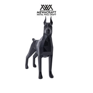 3D Sculpture Art Doberman Statue Metal Art Garden Sculpture Standing Dog Statute for Garden Yard Art Doberman Metal Sculpture for Floor