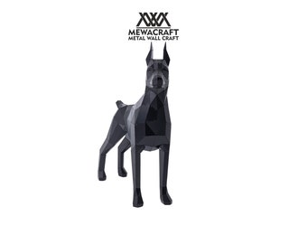 3D Sculpture Art Doberman Statue Metal Art Garden Sculpture Standing Dog Statute for Garden Yard Art Doberman Metal Sculpture for Floor