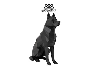 German Shepherd Dog Metal Art Outdoor Sculpture 3D Metal Dog Sculpture for Indoor German Shepherd Statue for Garden German Shepherd Gifts
