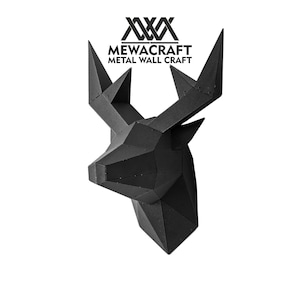 Small Deer Head Wall Mount Metal Sculpture, Deer Head Metal Wall Art Decor, 3D Wall Hanging Decor Animal Wall Sculpture Wall Art Deer Decor