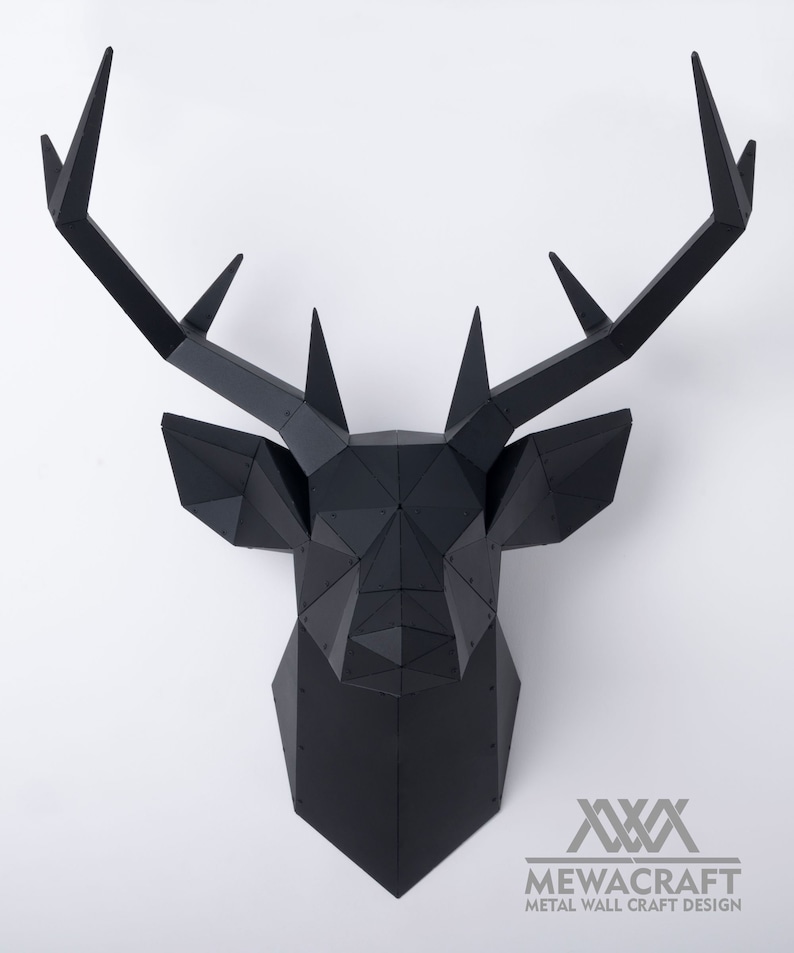 Large Deer Head 3D Metal Wall Decor Red Deer Decorative Etsy