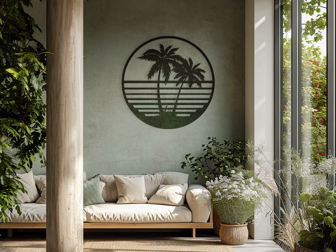 Palm Tree Metal Art Wall Decor Tropical Wall Decor Aloha Wall Hanging ...