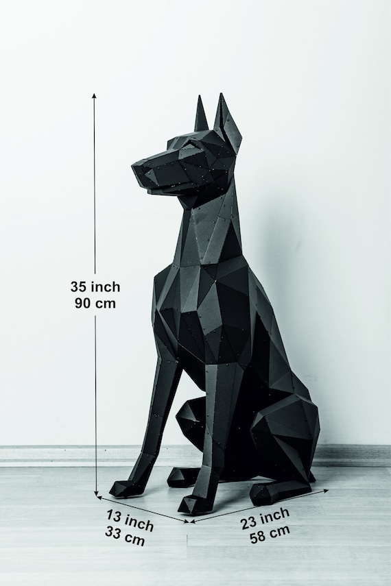 Sitting Doberman Statue - 3D Metal Art Decor - Decorative Sitting Doberman Statue - 3D Metal Art Decor - Decorative