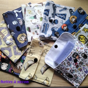 Pochettes à savon en tissus coton Harry Potter, intérieur imperméable.