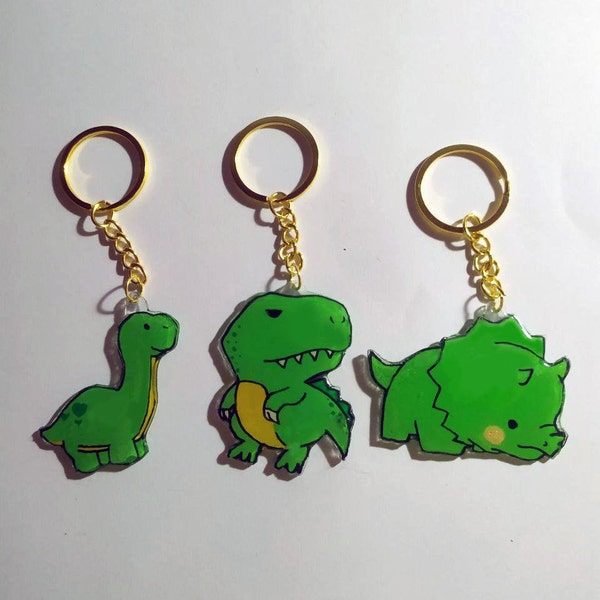 Dinosaur Keychain - Prehistoric theme gadgets - Group of friends cute gift idea - Handmade Jewelry - Funny and Unique Accessory - Custom