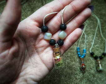 Spell Jar Ketting | Witchy Sieraden | Yule Giften | Aangepaste Spell Jars | Crystal Kralen Kettingen