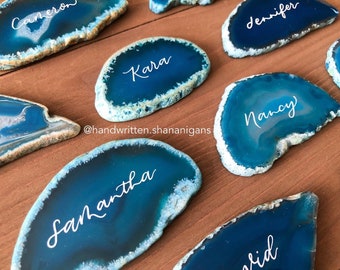 agate slice place cards / escort cards / name cards | handwritten calligraphy for weddings / special events / parties / bridal showers