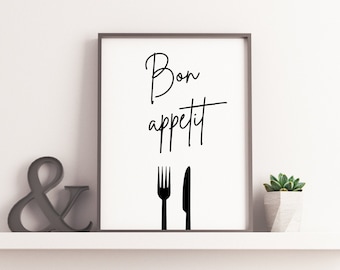 Bon Appetit Print: French Kitchen Wall Art (Digital Download)