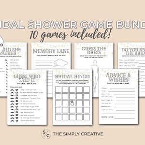 Bridal Shower Game Bundle, 10 Bridal Shower Games, String Lights, Farmhouse, Country, Bridal, Shower Games, Printable, Instant Download