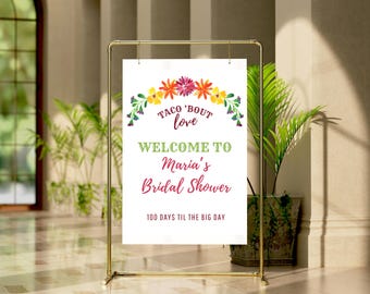 Taco 'Bout Love Bridal Shower Welcome Sign | Editable Canva Template | Fiesta Bridal Shower Decor | Printable Digital Download
