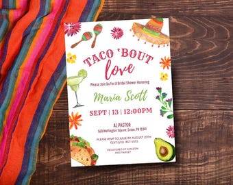 Taco 'Bout Love Bridal Shower Invitation | Editable Digital Download | Instant Canva Invite | Fiesta | Printable Invitation