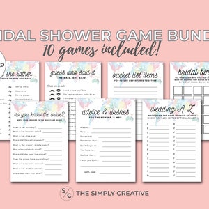 Travel Bridal Shower Game Bundle, 10 Bridal Shower Games, Watercolor Map, Travel Bridal Games, Instant Download, Printable Shower Games