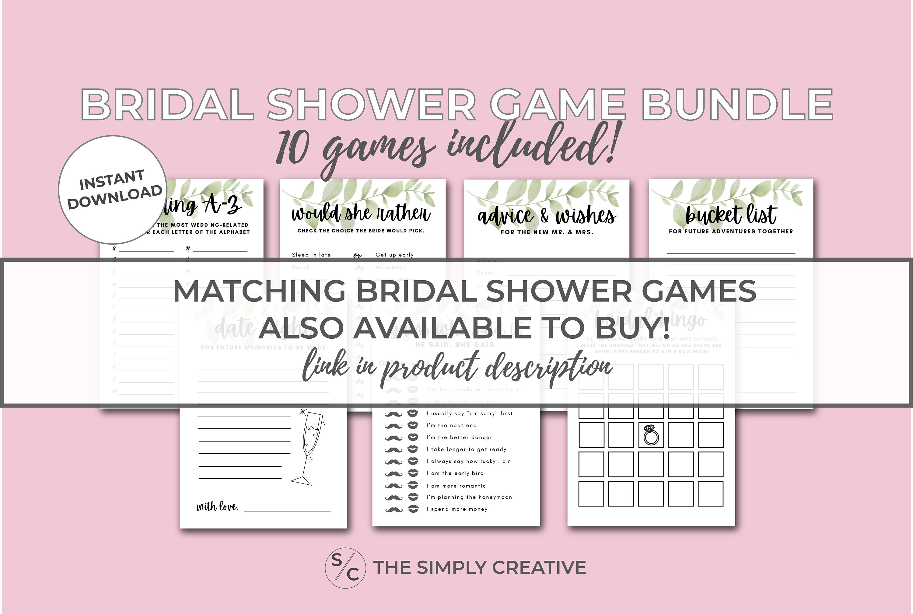 10 Bridal Shower Signs Bundle, Printable, Signage Pack, Wedding Shower ...