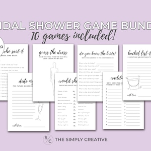 Black & White Bridal Shower Game Bundle, 10 Bridal Shower Games, Minimalist, Bridal Games, Printable, Instant Download, Simple Shower Games