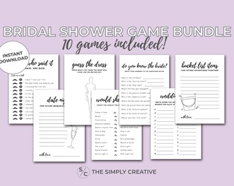 Minimalist Bridal Shower Game Bundle: 10 Printable Games (Instant Download)