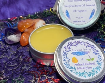 Natural Amber and Patchouli Scent Solid Perfume - .75 oz Tin