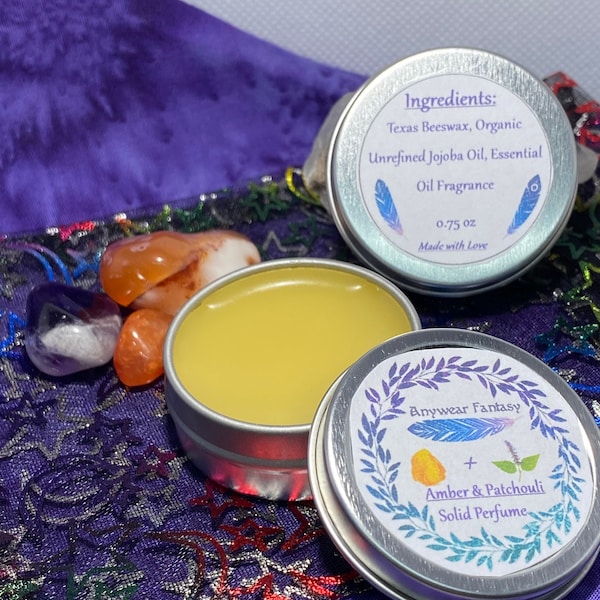 Natural Amber and Patchouli Scent Solid Perfume - .75 oz Tin