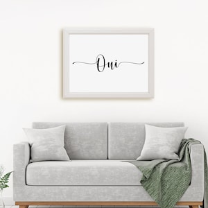 Oui Yes French Printable Art, Typography Art, French Design, Instant Download