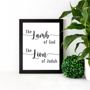 The Lamb of God, The Lion of Judah Printable Art, Jesus Typography Art, Christian Design, Home Décor, Instant Download