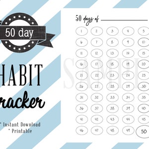 50 Tage Habit Tracker, Tägliche Motivation, Planer, 50 Tage, Journal Insert, druckbar, Custom, 50 Day Challenge