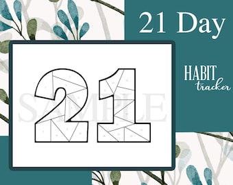 21 Day Habit Tracker, Weight loss Journal, Planner, Countdown, Printable 21 Day Challenge