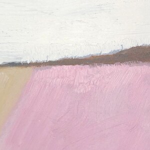 May include: Abstract painting with a white top layer, a brown middle layer, and a pink bottom layer. The paint is applied in thick strokes, creating a textured effect.
