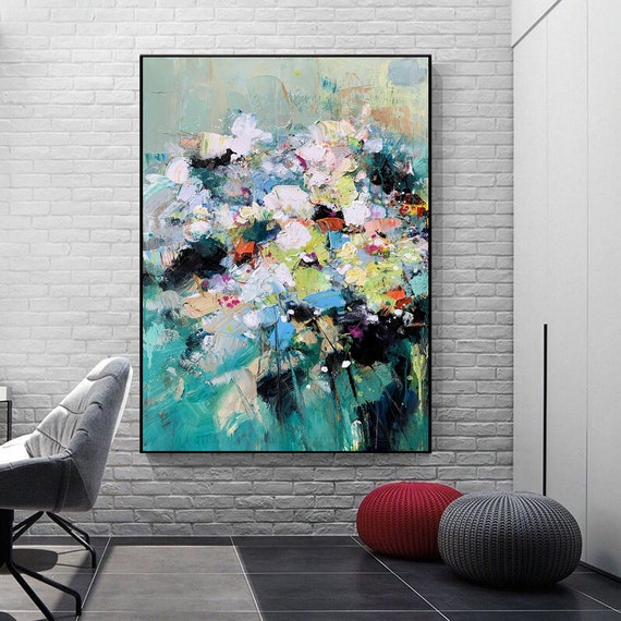 Extra Large Wall Art / Large Original Abstract Painting / Blue