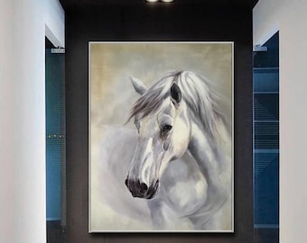 Oversized Abstract Horse Painting – Large Modern Canvas Wall Art, Contemporary Equestrian Decor W184