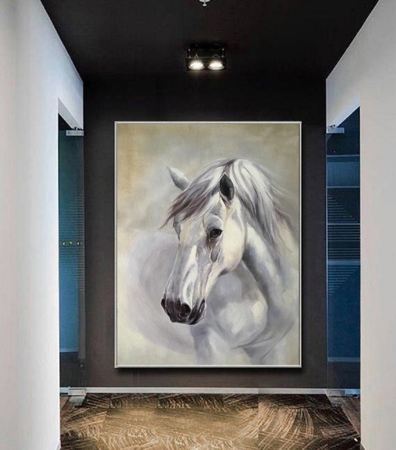 Oversized Abstract Horse Painting – Large Modern Canvas Wall Art, Contemporary Equestrian Decor W184