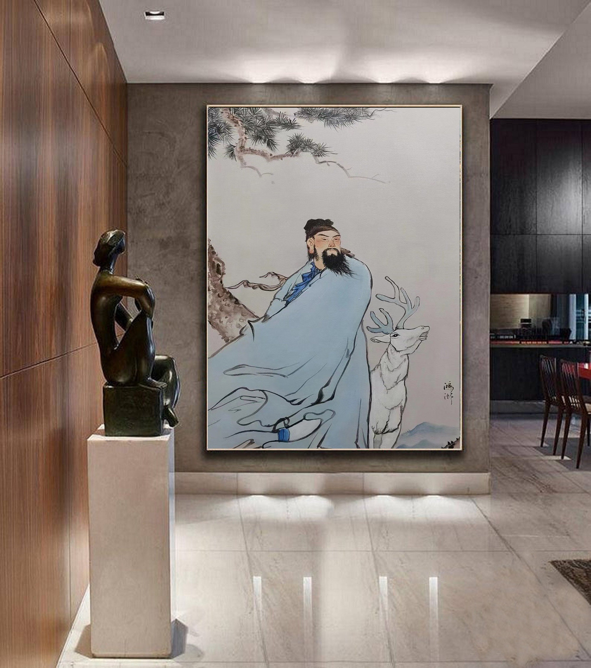 ミニマリスト抽象油絵（大） – アジアンテイストのテクスチャ