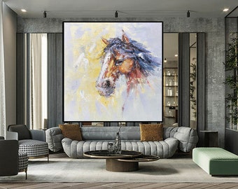 kleurrijke abstracte kunst, abstracte kunstschilderijen, moderne muurkunst, abstract acrylschilderij, grote schilderijen, paard abstract schilderij W33