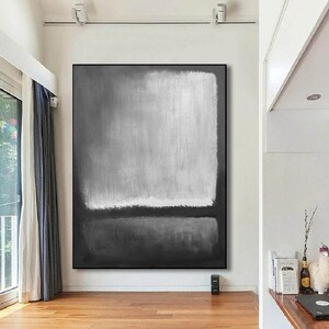 Black Gray Abstract Canvas – Extra Large Neutral Wall Art, Textured Modern Painting for Bedroom or Living Room, Original Acrylic Artwork W86