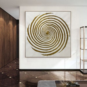 Textured Gold Leaf Abstract Painting: Large Modern Wall Art