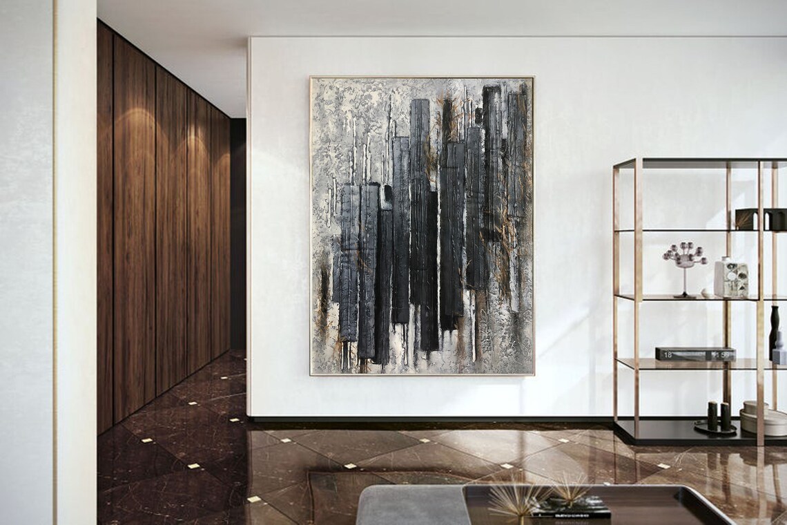 Large Canvas Wall Art Black Painting Black Abstract Wall Etsy UK