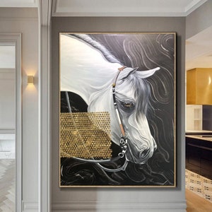 Oversized Horse Painting: Abstract Acrylic Art on Canvas