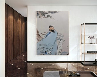 Gran pintura al óleo abstracta minimalista: lienzo texturizado de inspiración asiática, estilo chino moderno W154